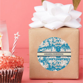 Adesivo Redondo Monograma de Torquoise Azul de Jouy