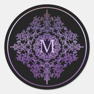 Adesivo Redondo Monograma de Vinhetas de Motif Puro