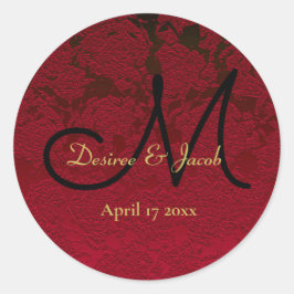 Adesivo Redondo Monograma do Casamento no inverno Preto Dourado Ve
