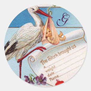 ADESIVO REDONDO MONOGRAMA DO CHÁ DE GAROTAS DE BEBÊ