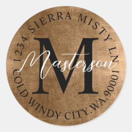 Adesivo Redondo Monograma do endereço de retorno elegante dos tons