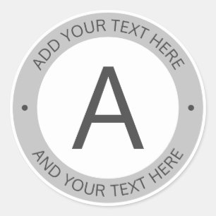 Adesivo Redondo Monograma do estilo de logotipo moderno   Cinzas b