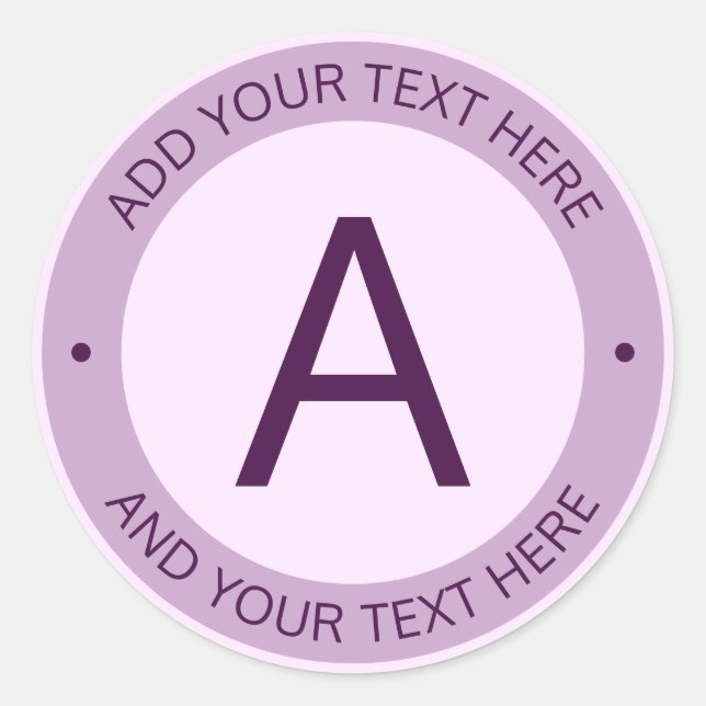 Adesivo Redondo Monograma do estilo de logotipo moderno | Roxo (Frente)