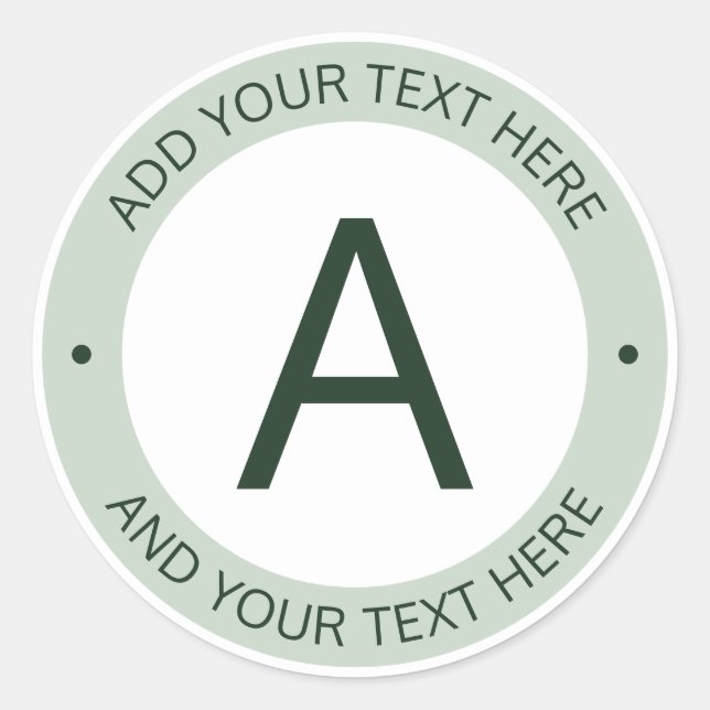 Adesivo Redondo Monograma do estilo de logotipo moderno | Verde e  (Frente)