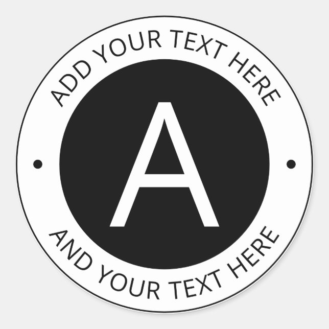 Adesivo Redondo Monograma do estilo de logotipo preto/branco moder (Frente)