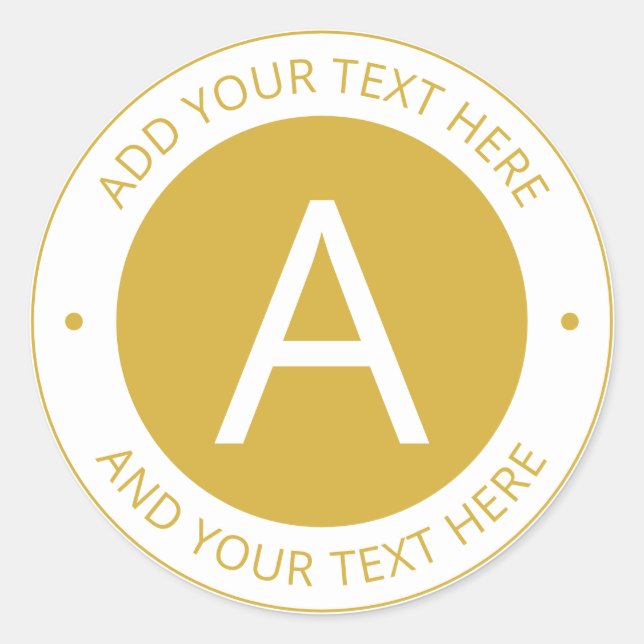 Adesivo Redondo Monograma do estilo do logotipo Dourado/branco mod (Frente)