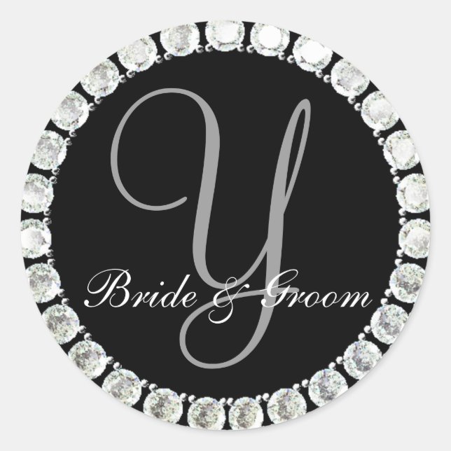 Adesivo Redondo Monograma do losango Y selagem personalizável (Frente)