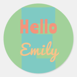 Adesivo Redondo Monograma do monograma da menta, cor-de-rosa, mode