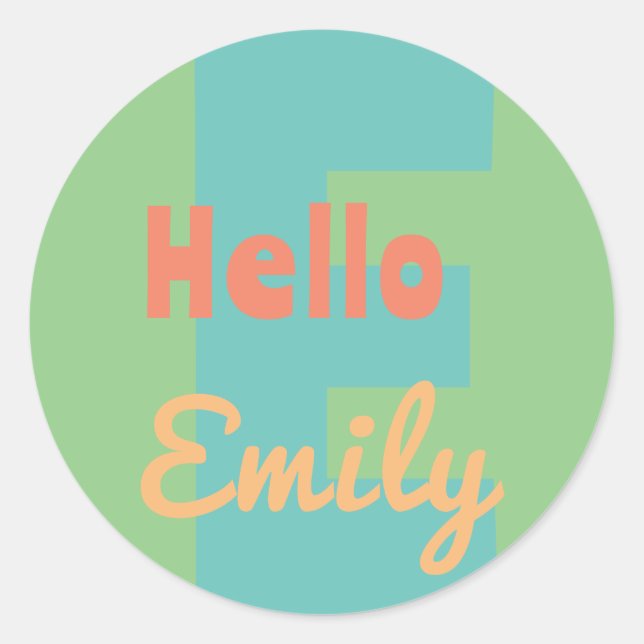 Adesivo Redondo Monograma do monograma da menta, cor-de-rosa, mode (Frente)