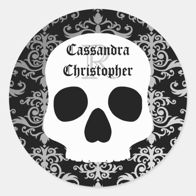 Adesivo Redondo Monograma do nome de Dia das Bruxas (Frente)