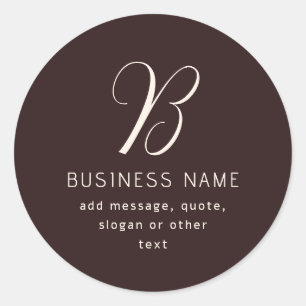 Adesivo Redondo Monograma do Nome de Negócios Elegante Moderno   C