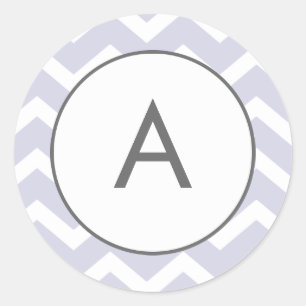 Adesivo Redondo Monograma do padrão Chevron Zig Roxo