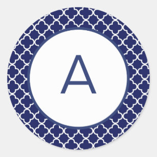 Adesivo Redondo Monograma do Padrão Quatrefoil