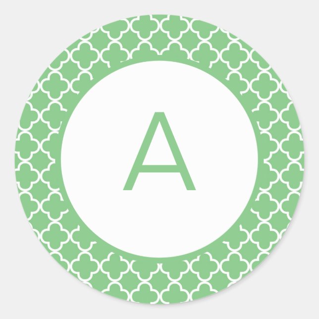 Adesivo Redondo Monograma do Padrão Quatrefoil (Frente)