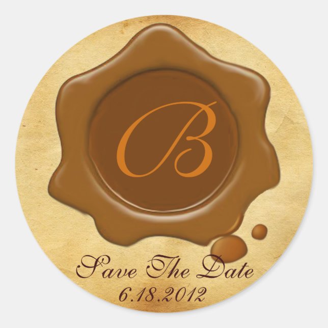 Adesivo Redondo Monograma do PARCHE DE SEAL DE CERA CRUZADA (Frente)