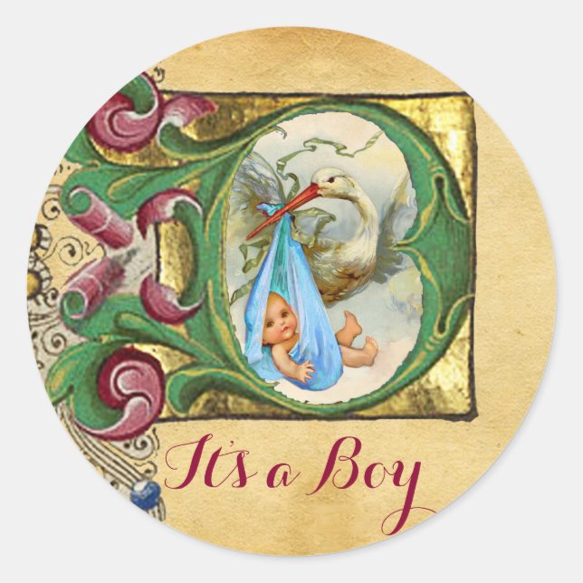 ADESIVO REDONDO MONOGRAMA DO PARCHMENT FLORAL DO CHÁ DE FRALDAS DO (Frente)