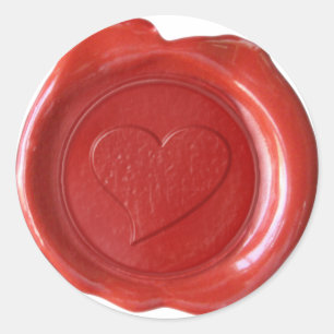Adesivo Redondo Monograma do selo da cera - coração vermelho II