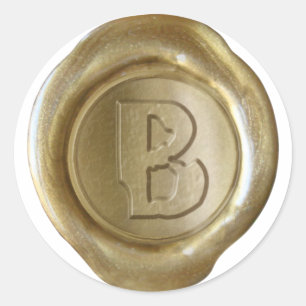 Adesivo Redondo Monograma do selo da cera - ouro - Boulder B -
