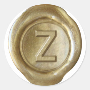 Adesivo Redondo Monograma do selo da cera - ouro - Z corajoso -
