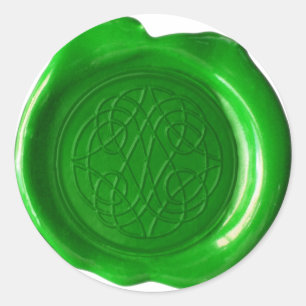 Adesivo Redondo Monograma do selo da cera - verde irlandês -