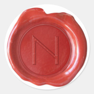 Adesivo Redondo Monograma do selo da cera - vermelho - ModernSlim