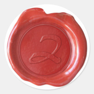 Adesivo Redondo Monograma do selo da cera - vermelho - Z artístic