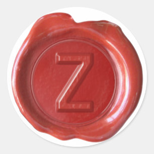 Adesivo Redondo Monograma do selo da cera - vermelho - z corajoso