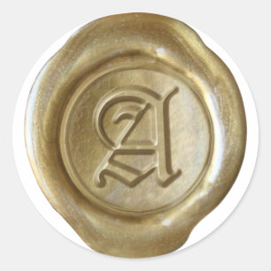 Adesivo Redondo Monograma do selo de cera - Dourado - Inglês anti