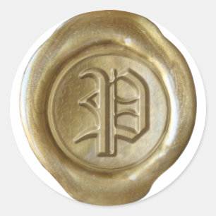 Adesivo Redondo Monograma do selo de cera - Dourado - Inglês anti