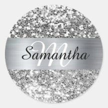 Monograma do Shimmer Glitter Silver Sparkasse