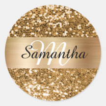 Monograma do Shimmer Glitter Sparkasse Dourado