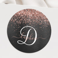 Monograma do Sparkle preto com brilho Dourado com