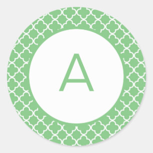 Adesivo Redondo Monograma do teste padrão de Quatrefoil