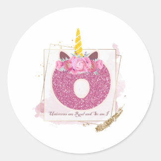 Adesivo Redondo Monograma do Unicorn O Autocolantes Personalizados
