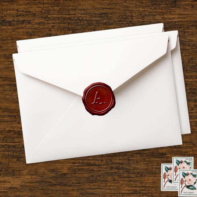 Adesivo Redondo Monograma do Vermelho de Cera (Criador carregado)