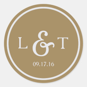 Adesivo Redondo Monograma Dourado