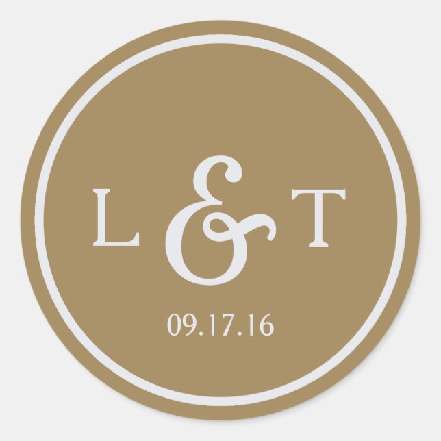 Adesivo Redondo Monograma Dourado (Frente)