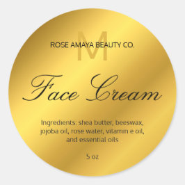 Adesivo Redondo Monograma Dourado Beleza Gradiente Moderna Spa Cos
