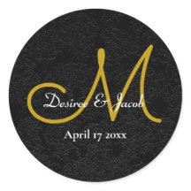 Monograma Dourado Branco Elegante Simples e Preto