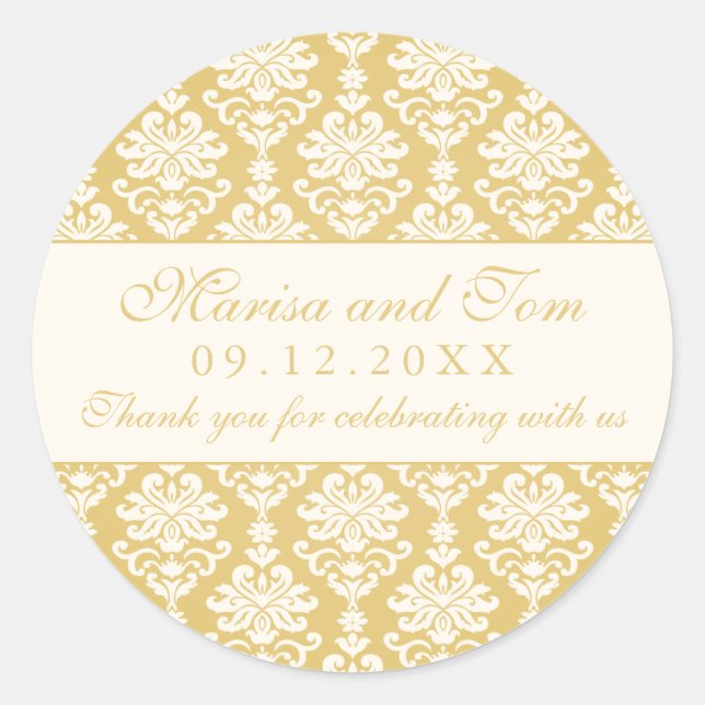 Adesivo Redondo Monograma Dourado de colheita e Casamento tema dam (Frente)