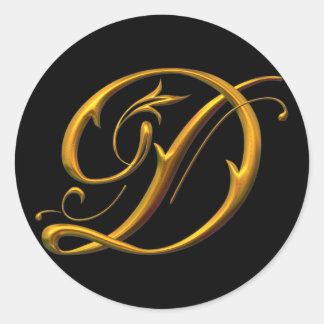 Adesivo Redondo Monograma Dourado de líquido