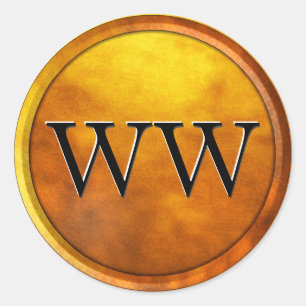 Adesivo Redondo Monograma Dourado de luxo em relevo