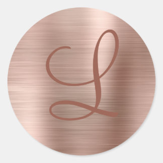 Adesivo Redondo Monograma Dourado de Rosa com metal escovado inici