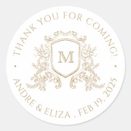 Adesivo Redondo Monograma Dourado Elegante