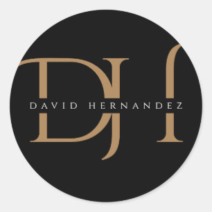 Adesivo Redondo Monograma Dourado Elegante Inicializa Personalizad