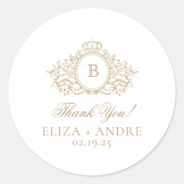 Adesivo Redondo Monograma Dourado Formal - Obrigado Personalizado