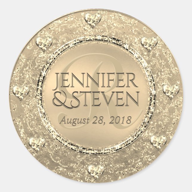 Adesivo Redondo Monograma Dourado Glam Royal Seal (Frente)