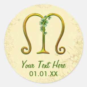 Adesivo Redondo Monograma Dourado irlandês M