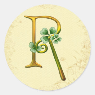Adesivo Redondo Monograma Dourado irlandês R