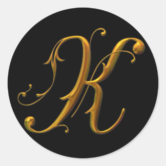 Adesivo Redondo Monograma Dourado líquido